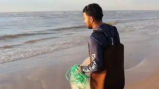 I stayed overnight at the beach | We caught a bird