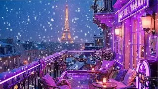 Paris Night Ambience 🗼💜 Ultra Chill Lofi Retro Music Hip Hop with Snowfall for Relaxation