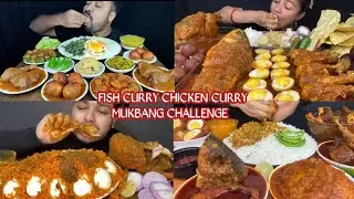 Fish Curry 🔥Chicken leg Curry 🤤 Egg Curry Biryani With Rice Rayta Challenge Mukbang 