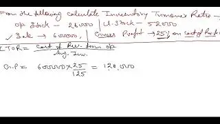 Inventory Turnover Ratio Problem With Solution Very Important Very Easy
