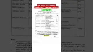 M.A./M.Sc. GEOGRAPHY (Previous/Final) Examination-2025 Time Table #shorts