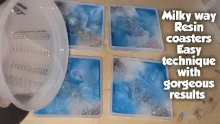 Baby blue milky way resin coasters / Resin coasters made easy using TotalBoat TableTop epoxy