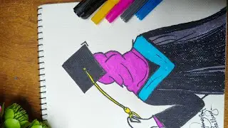 How to draw a girl wearing Graduating cap / Graduated girl drawing / Girl drawing step by step /