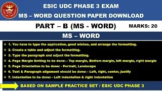 ISRO CPT PREVIOUS YEAR QUESTION PAPER PDF SKILL TEST MS WORD PRACTICE SET | COMPUTER QUESTION PAPER