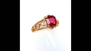 18k Rose Gold Rubellite Tourmaline and Diamond Ring #rubellitering #rubellite #gemstonejewelry