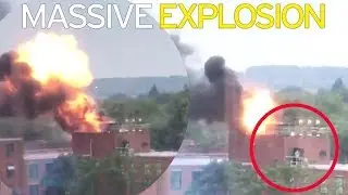 Derby explosion  'Massive blast' in city centre as dramatic footage shows fire raging on roof