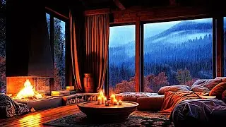 A Comfy Candlelit Forest Cabin |🔥 Fireplace, 🌧️ Rain &⚡Thunder Sounds | Relaxation | 3 Hours