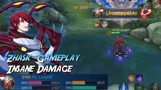 ZHASK GOT 128K INSANE DAMAGE ONE IN GAME | ZHASK GAMEPLAY MOBILE LEGENDS