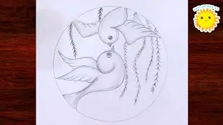 How to draw two birds step by step/Easy Birds scenery Drawing 
