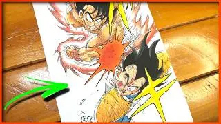 Draw Goku kaioken vs Vegeta in battle