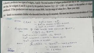 Class 10th sample paper A factory produces two types of widgets.