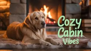 Cozy Winter Night in Front of the Fireplace | Warm Cabin Vibe #ambiance #relaxing #goldenretriever