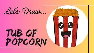 How to Draw a Cute Popcorn Bucket! 🍿 | Kids Art | Easy Drawing