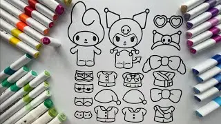 Kuromi My Melody character coloring pages for kids / How to Color Kuromi My Melody Coloring pages...