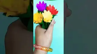 5 Minute Paper Flower Magic ✨ Trending Craft #Shorts #papercraft #diyflower #handmade