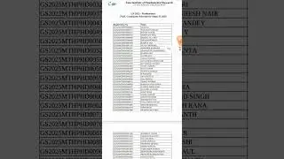 TIFR GS MATHEMATICS 2025 RESULT SELECTED FOR STAGE II