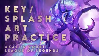 Akali's doubt star guardian splash art key frame art painting practice/ process