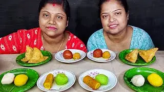 BENGALI SWEET CHALLENGE // RASGULLA PANTUA SAMOSA EATING CHALLENGE // food family & more