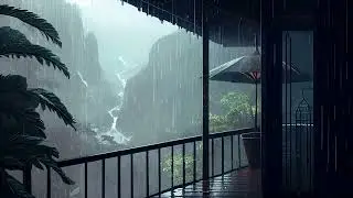 10 Hours ⚡Rainstorm on the balcony - Rain Sounds Help You Recover Energy - Heavy Rain for Sleep