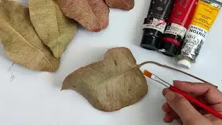 How to Paint ❤️ Love Story on Autumn Leaves 🍂 | Easy Satisfying Acrylic Painting on leaf