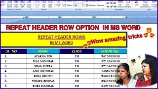 REPEAT HEADER ROWS IN MS WORD | REPEAT  HEADER ROW OPTION IN TABLE IN MS WORD IN BENGALI | WORD TIPS