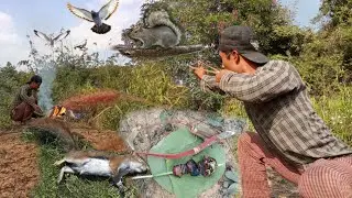 Epic Hunting Bird squirrel slingshot 💀|asmr Build slingshot wild Hunt | How to use Survival skills