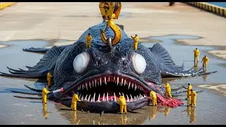 CAUGHT: 12-Ton Deep Sea ANGLERFISH Processed! (Biological Horror)
