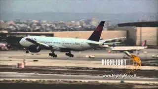 TR 013 Stock Footage Israel: Delta airplane landing in Tel Aviv Ben Gurion Airport
