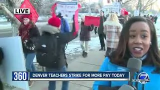 Denver teachers picket at South High School on first day of strike