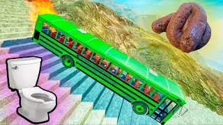 Unbelievable School Bus Stairs Jumps Down &ndash; BeamNG Drive Realistic Crash Test Compilation