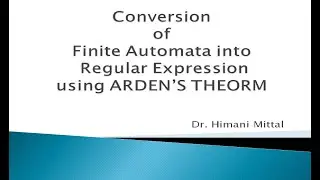 Arden's Theorem- Converting a Finite Automata into Regular Expression