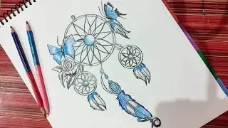 How to draw dream catcher /DIY dream catcher drawing