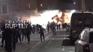 Antifa black bloc Clash with police and far right groups
