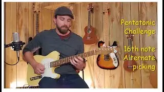Pentatonic Challenge. Alternate Picking 16th notes at 100 BPM. A minor Pentatonic Scale.