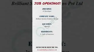Brilliant Systems is Hiring! 🚀 | UI Developer with ReactJS | Madurai IT Jobs | Apply Now