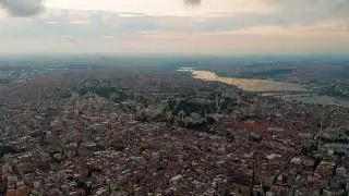 Istanbul, Turkey. General view. Historical Center. Fatih district. Cloudy weather at sunset. Stab...