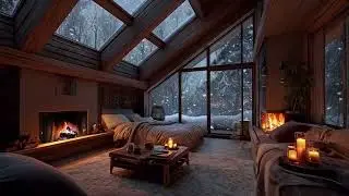 Peaceful Snowfall & Fireplace Sounds 🔥 Cozy Night Ambience for Comfort & Healing