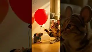 The Cat Set a Trap... but ends up scaring herself!🎈  #SnackCat #FunnyCat #CatAndMouse