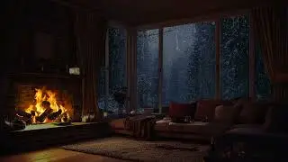 Forest Cabin Night Retreat with Rain on Trees, Cozy Fireplace Audio and a Peaceful Atmosphere