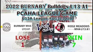 2023 11 18 2:20 PM PCAHA LEAGUE GAME Burnaby Bulldogs Vs. RIDGE MEADOWS A1 At Planet Ice Maple Ridge