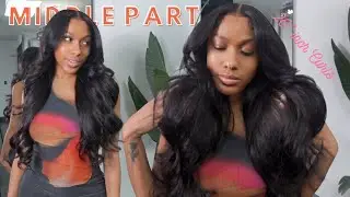FLAWLESS HD LACE WIG INSTALL FRESH OUT THE BOX | Buss Down Middle Part | Wiggins Hair