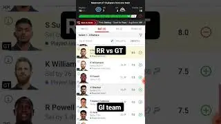 RR vs GT Dream 11 GL team 🏆#cricket #rrvsgt #shorts join telegram channel  