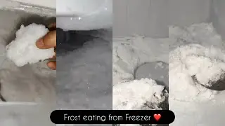Frozen Freezer 😋 Frost eating out from Freezer 😌scraping and enjoying🥰 the delicious frost 🤤 ASMR ❤️