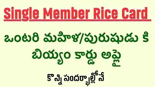 Single Member Rice Card - ఒంటరి మహిళ/పురుషుడికి కొత్త రైస్ కార్డు : కొన్ని సందర్భాల్లో