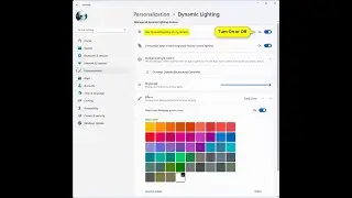 Enable or Disable Dynamic Lighting on RGB Devices in Windows 11.