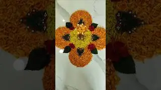 Easy flower rangoli/Diwali/Dussehra/Navratri/Lakshmi Pooja/Varalakshmi flower rangoli #viral #shorts