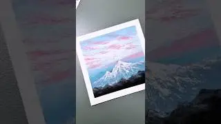 Oil pastel: Snow mountain in pink sky #oilpastel #art #howtodraw #easydrawing #painting