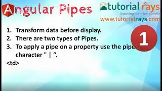 Angular Pipes Tutorial | Angular Built in Types |  Angular 7/8 Pips, filter Tutorial