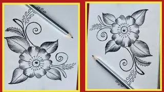 How to draw a beautiful flower corner border design |how to draw flower border easy for beginners |