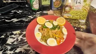Filipino Pancit Using Japanese Green Noodles 
